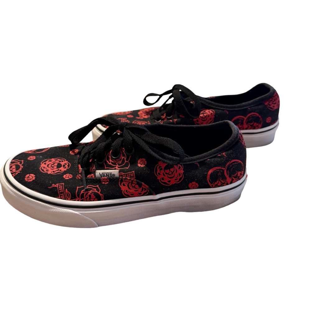 Vans Authentic Love You To Death Black Red Shoes Men's Sz 5 Wmn Sz 6.5